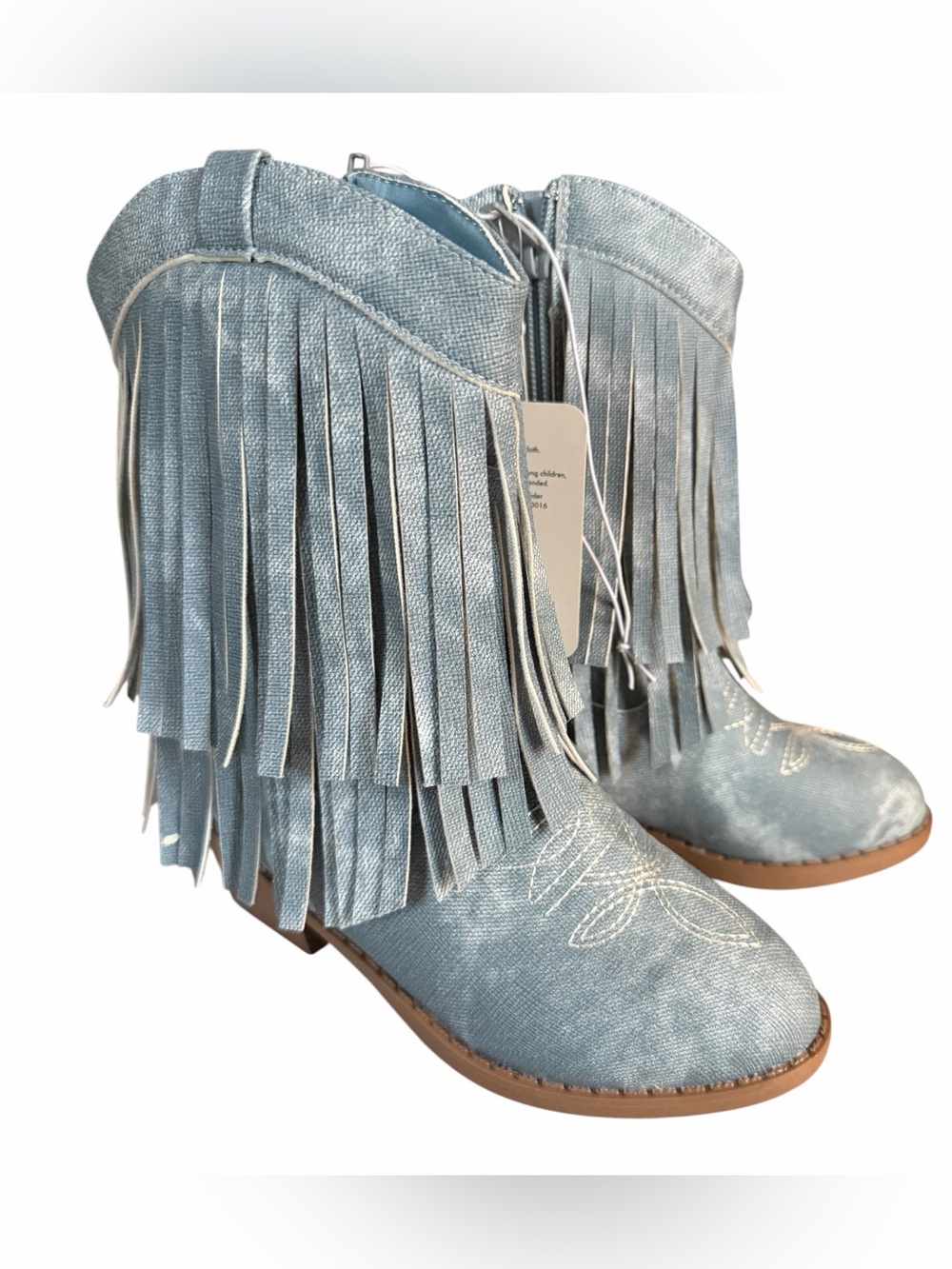 PAWZ Light Blue Fringe Kids Cowboy Boots